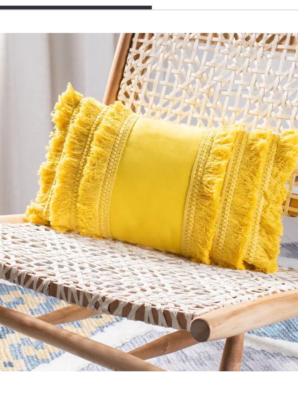 SAFAVIEH Grema Boho Fringe Accent Throw Pillow - 12" W x 20" L - Yellow